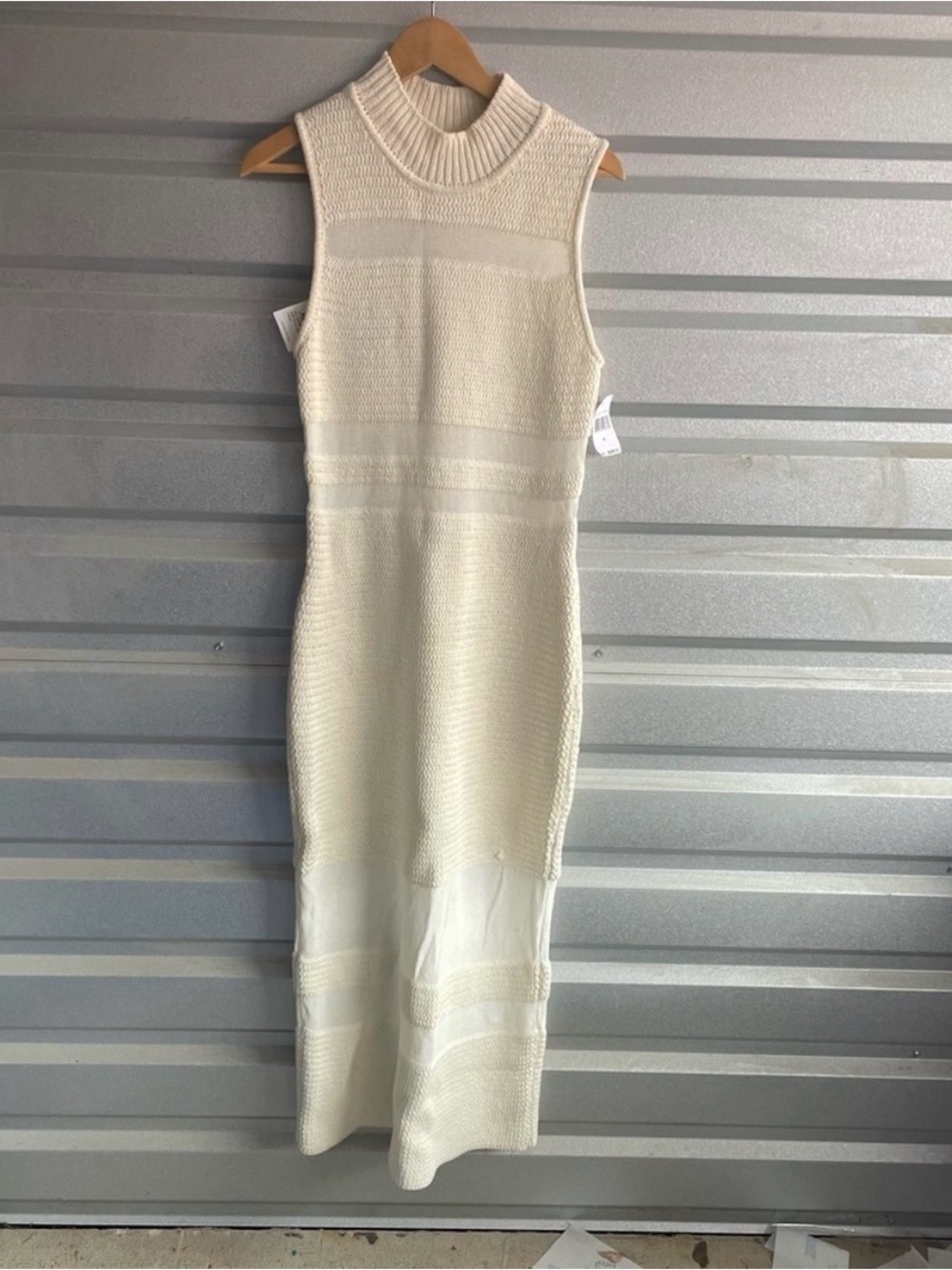 ACLER NWT Nadia Striped Midi Sweater Dress In Ivory